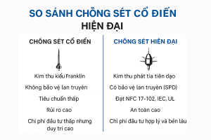 So sánh giải pháp chống sét cổ điển và hiện đại